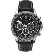 Sekonda Mens Black Chronograph Leather Strap Watch 1227