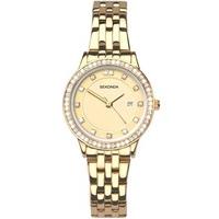 Sekonda Ladies Harmony Gold Plated Stone Set Bracelet Watch 2390