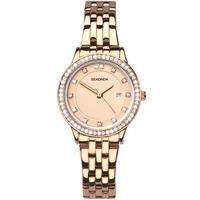 Sekonda Ladies Harmony Rose Gold Plated Stone Set Bracelet Watch 2391