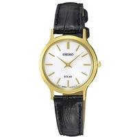 seiko ladies gold plated solar strap watch sup300p1