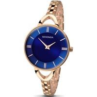 Sekonda Ladies Blue Dial Rose Gold Plated Bracelet Watch 2284