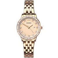 sekonda ladies harmony rose gold plated stone set bracelet watch 2391