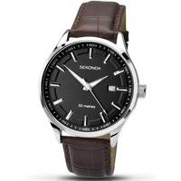 Sekonda Mens Brown Leather Strap Watch 1175