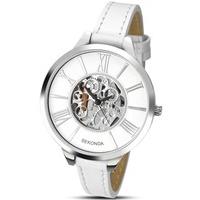 sekonda ladies skeleton dial white strap watch 2312