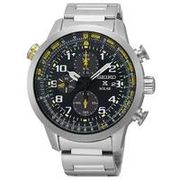 seiko mens pilot chronograph solar bracelet watch ssc369p9