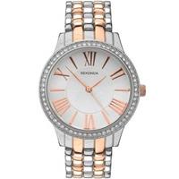 Sekonda Ladies Editions Two Tone Rose Gold Plated Silver Stone Set Bracelet Watch 2399