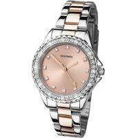 sekonda ladies temptations stone set two colour bracelet watch 4254