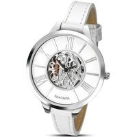 sekonda ladies skeleton dial white strap watch 2312