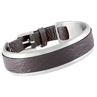 SENCE Grace Stainless Steel Brown Leather Bangle V387