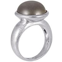 SENCE Nugget Silver Plated Round Grey Agate Ring V192