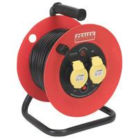 Sealey CR12515 Cable Reel 25mtr 2 x 110V 1.5mm² Heavy-duty Thermal...