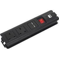Sealey EL32USBB Extension Cable 3m 2x 230V + 2x USB Sockets - Black