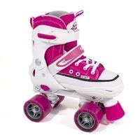 sfr miami adjustable quad roller skates pink white