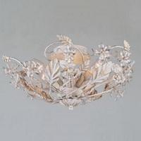 SF05316/AW Antique White Flush Crystal & Metal Ceiling Light