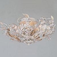 SF05305/AW Antique White Flush Crystal & Metal Ceiling Light