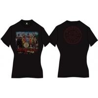 Sgt Pepper Ladies Black Vintage Print TShirt: Large
