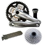 Shimano Deore MTB Hybrid Bike Crank Chainset Bundle 175mm 48T Silver, Chain, 11/32 Cassette Deal