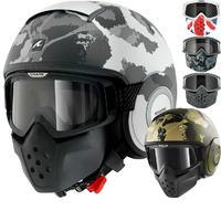 shark drak kurtz open face motorcycle helmet with goggle amp mask kit