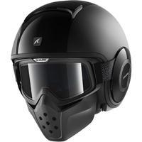 shark drak dual black open face motorcycle helmet with goggle amp mask ...