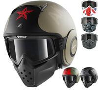 Shark Drak Soyouz Open Face Motorcycle Helmet with Goggle & Mask Kit