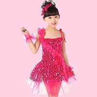 Shall We Latin Dance Performance Dresses Children Polyester/Tulle Sequins Flowers Dress(More Colors) Kids Dance Costumes