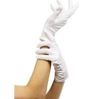 Short White Terylene Halloween Gloves for Women Halloween Props Cosplay Accessories