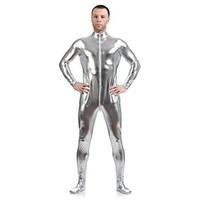Shiny Zentai Suits Ninja Zentai Cosplay Costumes Silver Solid Leotard/Onesie / Zentai Spandex / Shiny Metallic UnisexHalloween /