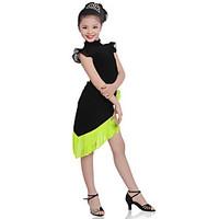 Shall We Children Performance Cotton Tassel(s) 2 Pieces Short Sleeve Natural Top / Skirt Latin Dance Outfits