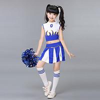 Shall We Cheerleader Costumes Children Performance Polyester Fashion Color Block 2 Pieces Outfits