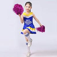 Shall We Cheerleader Costumes Children Performance Polyester Pleated 2 Pieces Outfits
