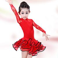 Shall We Latin Dance Children Fashion Lace Performance Cotton Dresses Dance Costumes