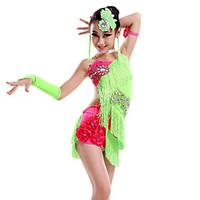 Shall We Latin Dance Dresses Children Dance Costume with Earrings