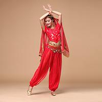 Shall We Belly Dance Outfits Women Performance Chiffon Sequins 3 Pieces Dance Costumes
