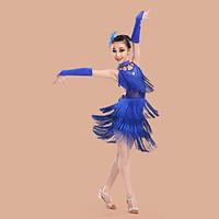 Shall We Latin Dance Dresses Children Performance Spandex / Polyester Backless Tassel(s) Dance Costumes