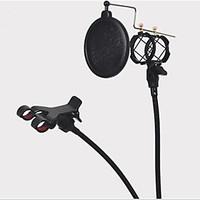 shock mount microphone stand holder with integrated pop filter and mob ...