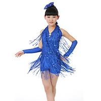 Shall We Latin Dance Dresses Children Polyester/Tassel Dress Kids Dance Costumes