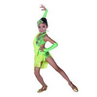 Shall We Latin Dance Children Performance Spandex Rhinestones Tassels Irregular Dresses Dance Costumes