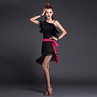 Shall We Latin Dance Dresses Women Performance Polyester / Lycra Solid Color Tassel(s) 1 Pieces