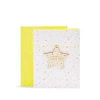 Shine Bright Little One Wooden Star Christening Card