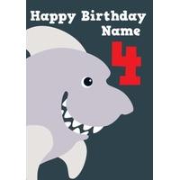 Shark 4th Birthday Card