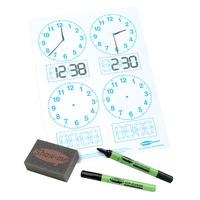 show me a4 clock faced boards pens and erasers class pack 35