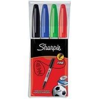 sharpie permanent marker fine tip 10mm line assorted pack of 4 pens
