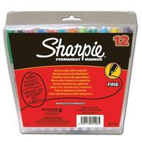 Sharpie Permanent Marker Fine Tip 1.0mm Line (Assorted) Wallet of 12 Pens