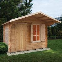 Shire Hopton Security Log Cabin With Shuttered Window - 10 x 12 ft - With Assembly