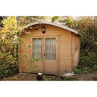 shire kilburn curved roof double door log cabin 12 x 14 ft with assemb ...