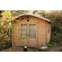 shire kilburn curved roof double door log cabin 12 x 12 ft with assemb ...