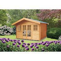 shire clipstone double door log cabin 16 x 16 ft with assembly