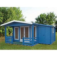 Shire Hollington Double Door Log Cabin With Veranda & Side Storage - 19 x 14 ft - With Assembly