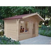 shire challock log cabin with overhang 12 x 12 ft with assembly