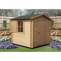 Shire Camelot Log Cabin With Shuttered Window - 7 x 7 ft - With Assembly